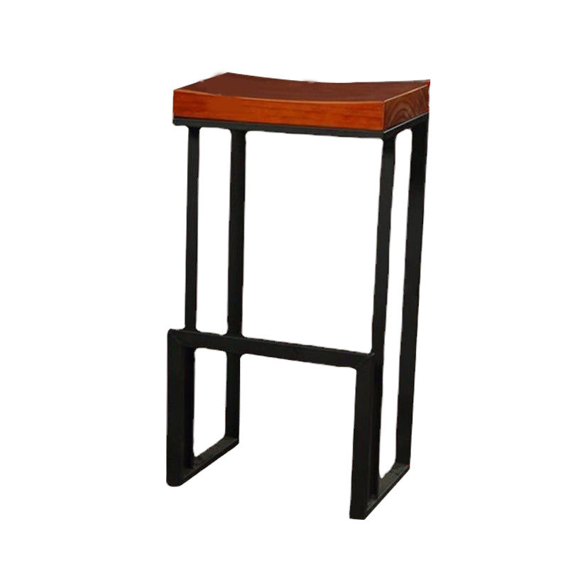 Contemporary Wood Barstools Backless Bar Stool with Metal Legs
