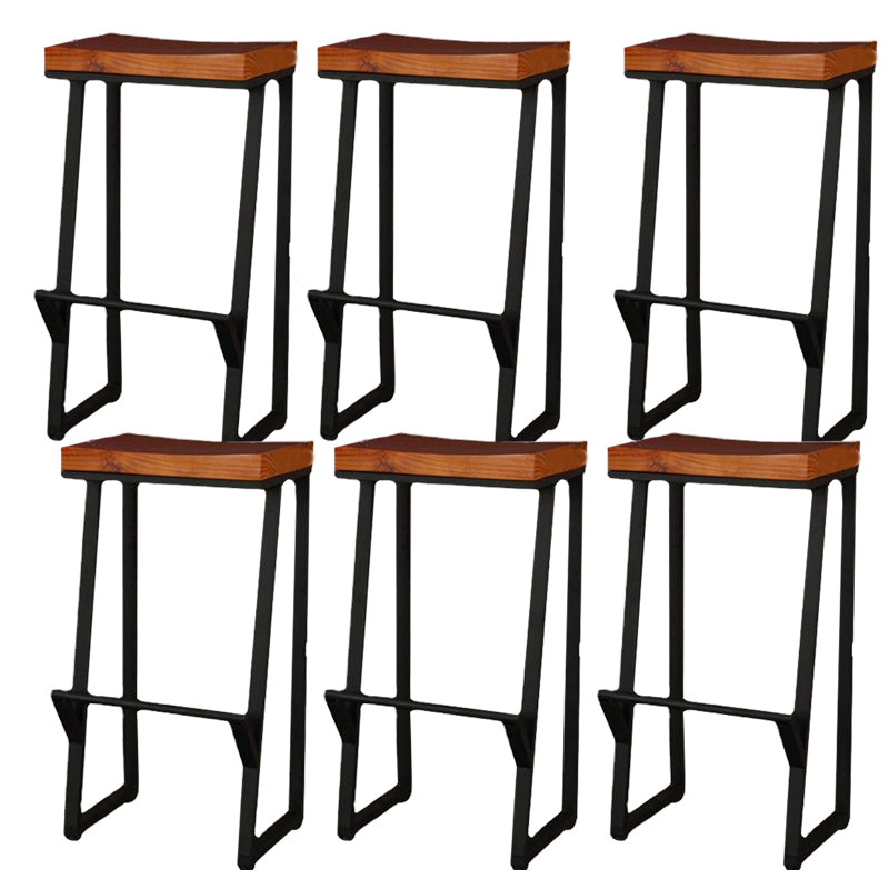 Contemporary Wood Barstools Backless Bar Stool with Metal Legs