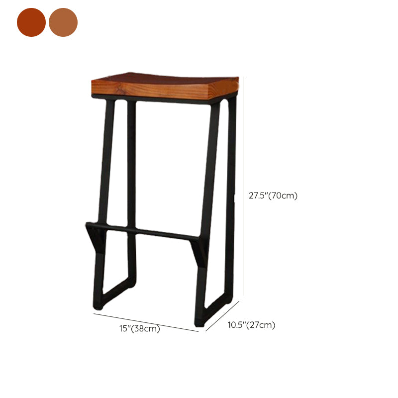 Contemporary Wood Barstools Backless Bar Stool with Metal Legs