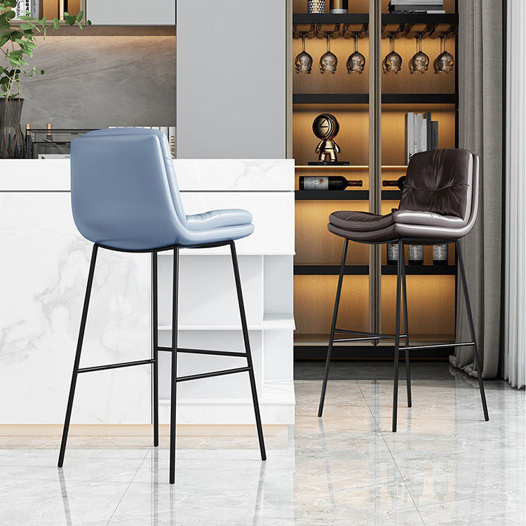 Contemporary Barstools Faux Leather Bar Stool with Metal Legs
