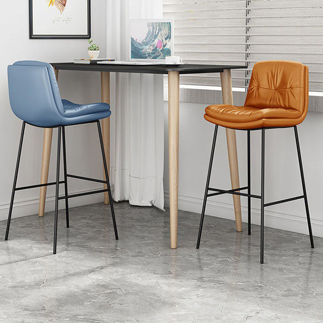 Contemporary Barstools Faux Leather Bar Stool with Metal Legs