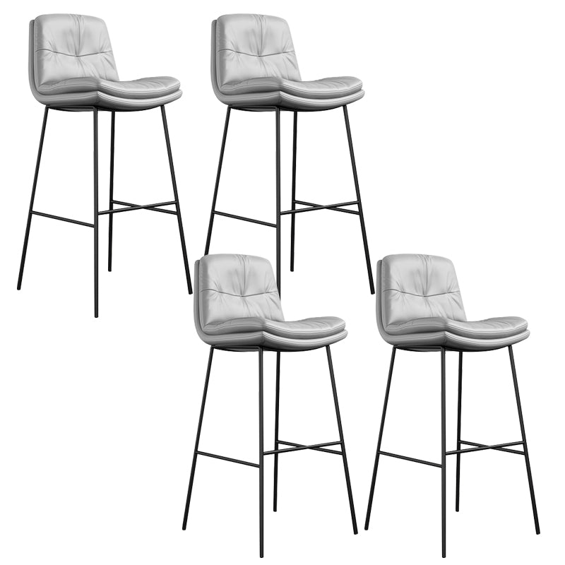 Contemporary Barstools Faux Leather Bar Stool with Metal Legs