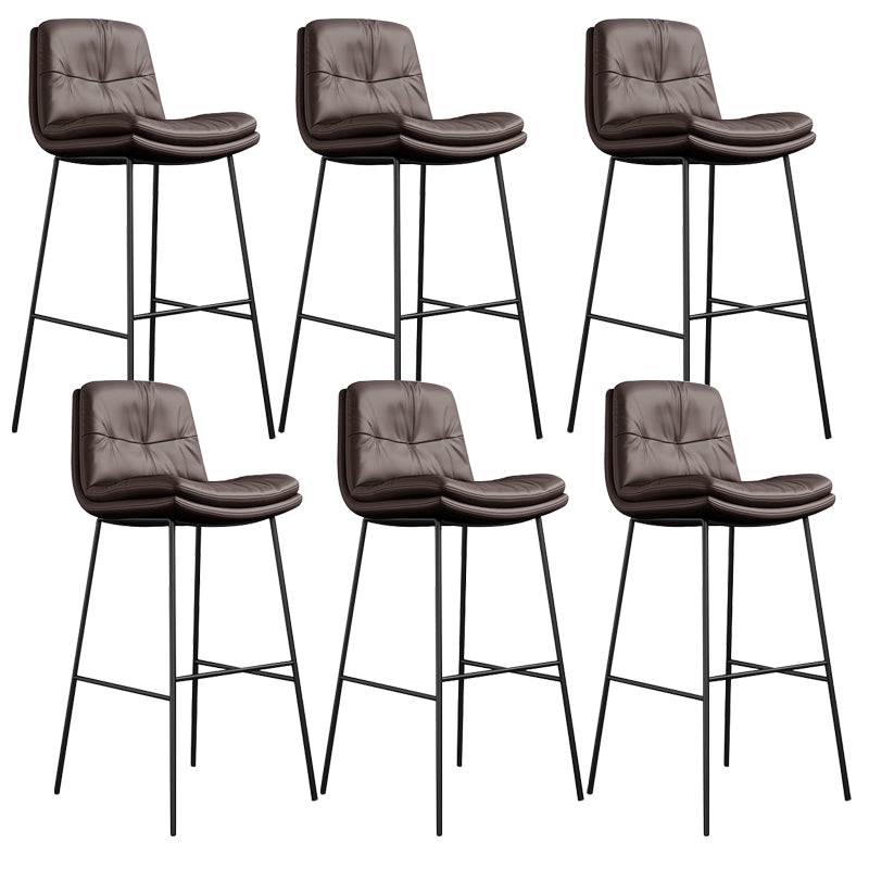 Contemporary Barstools Faux Leather Bar Stool with Metal Legs