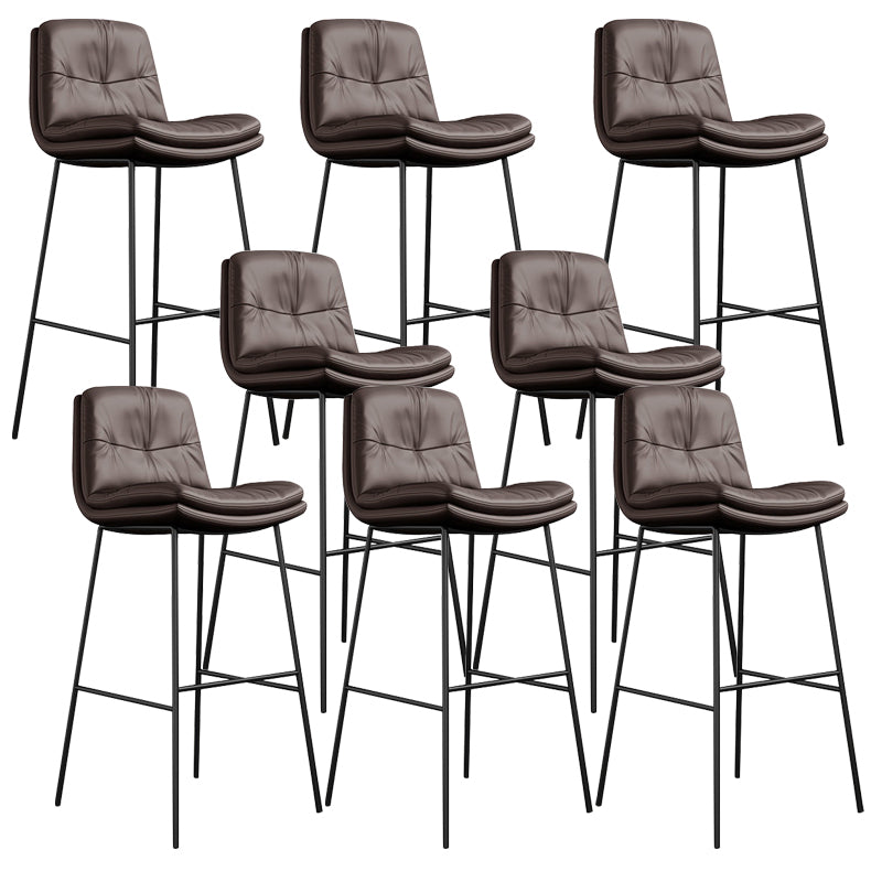 Contemporary Barstools Faux Leather Bar Stool with Metal Legs
