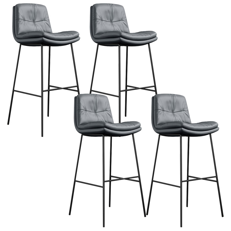 Contemporary Barstools Faux Leather Bar Stool with Metal Legs