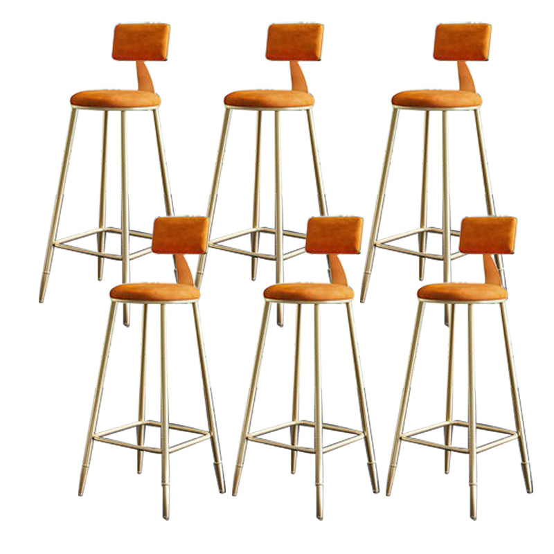 Contemporary Low Back Barstools Round Bar Stool with Metal Legs