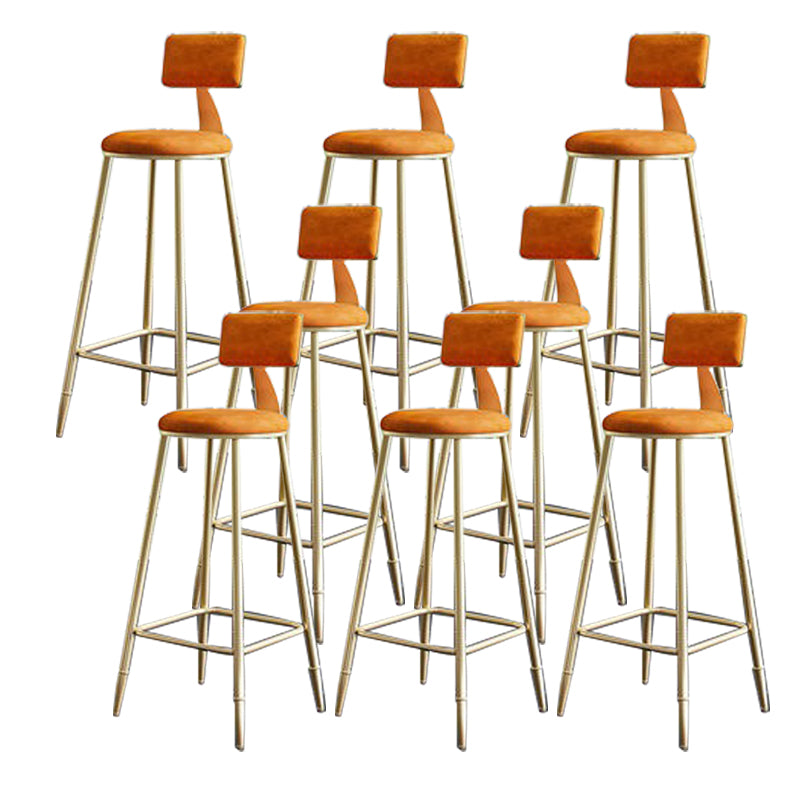 Contemporary Low Back Barstools Round Bar Stool with Metal Legs