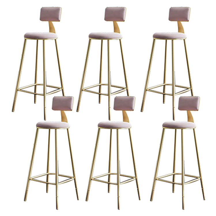 Contemporary Low Back Barstools Round Bar Stool with Metal Legs