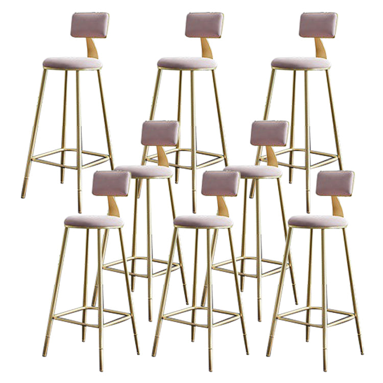 Contemporary Low Back Barstools Round Bar Stool with Metal Legs