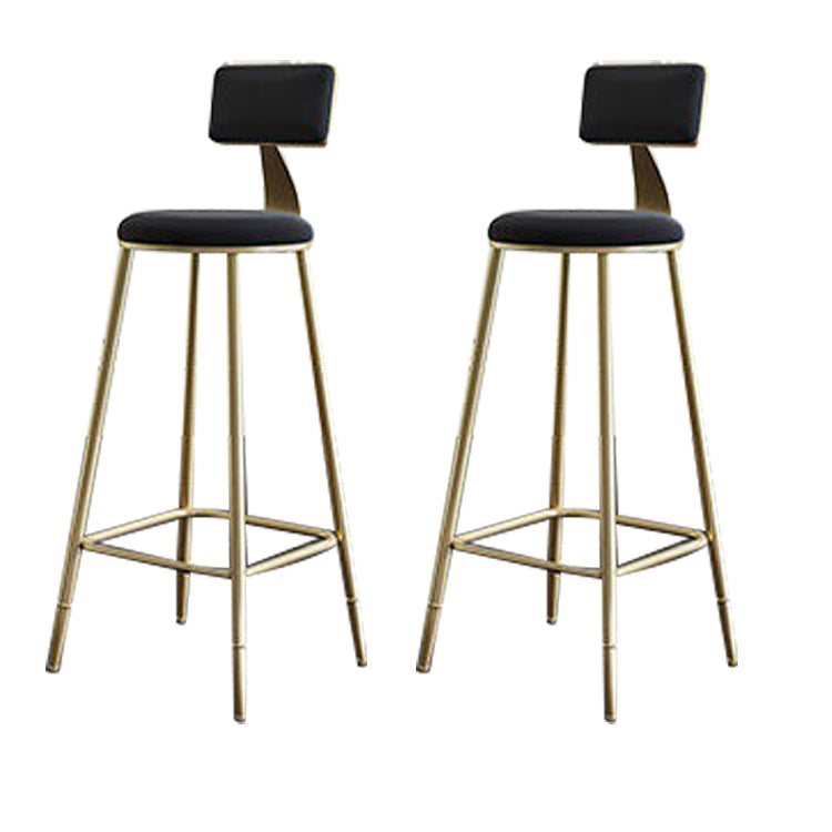 Contemporary Low Back Barstools Round Bar Stool with Metal Legs