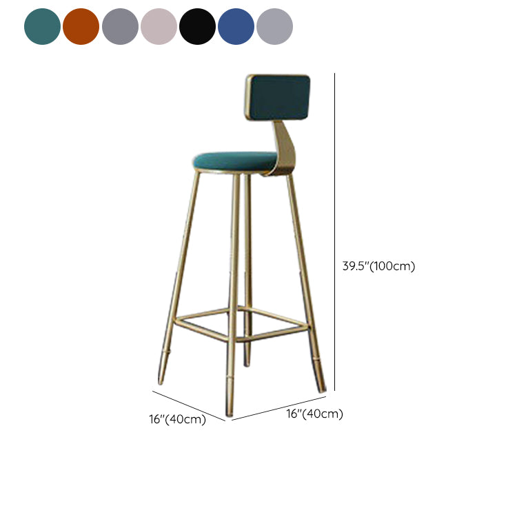 Contemporary Low Back Barstools Round Bar Stool with Metal Legs