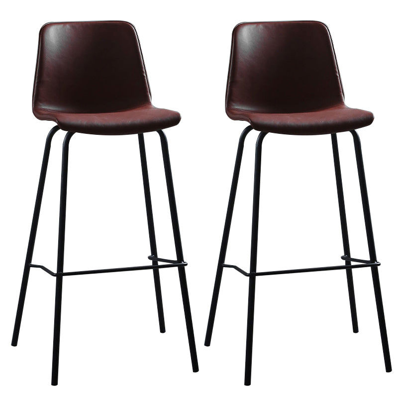 Faux Leather Dining Stools Armless Bucket Bar Stools with Footrest