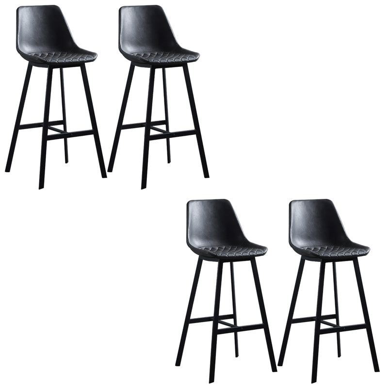Faux Leather Dining Stools Armless Bucket Bar Stools with Footrest