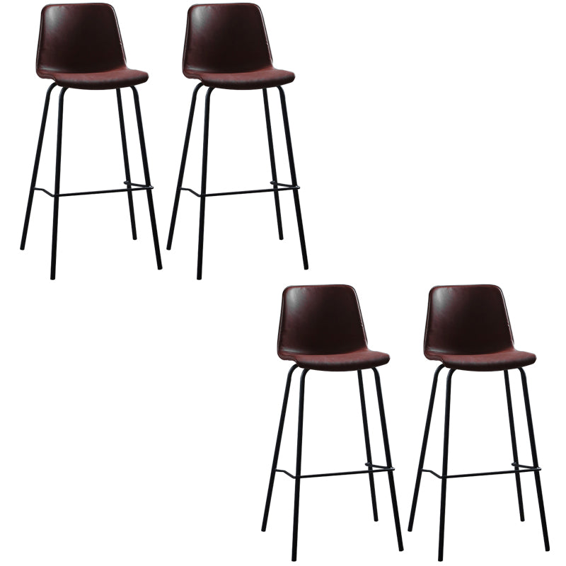 Faux Leather Dining Stools Armless Bucket Bar Stools with Footrest