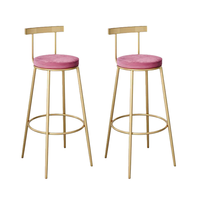 Contemporary Low Back Barstools Round Bar Stools with Gold Metal Legs