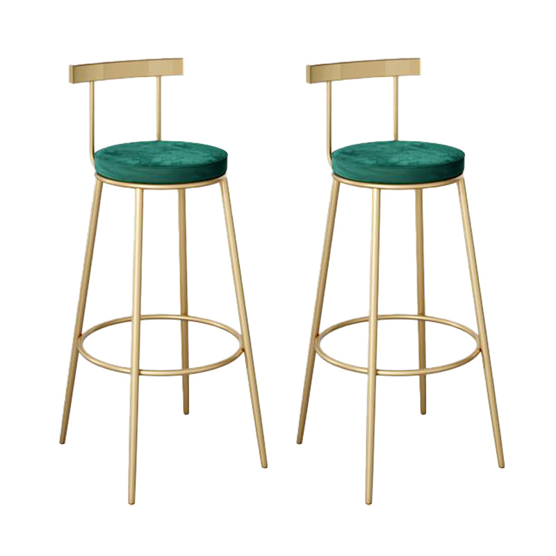 Contemporary Low Back Barstools Round Bar Stools with Gold Metal Legs