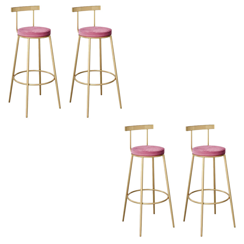 Contemporary Low Back Barstools Round Bar Stools with Gold Metal Legs