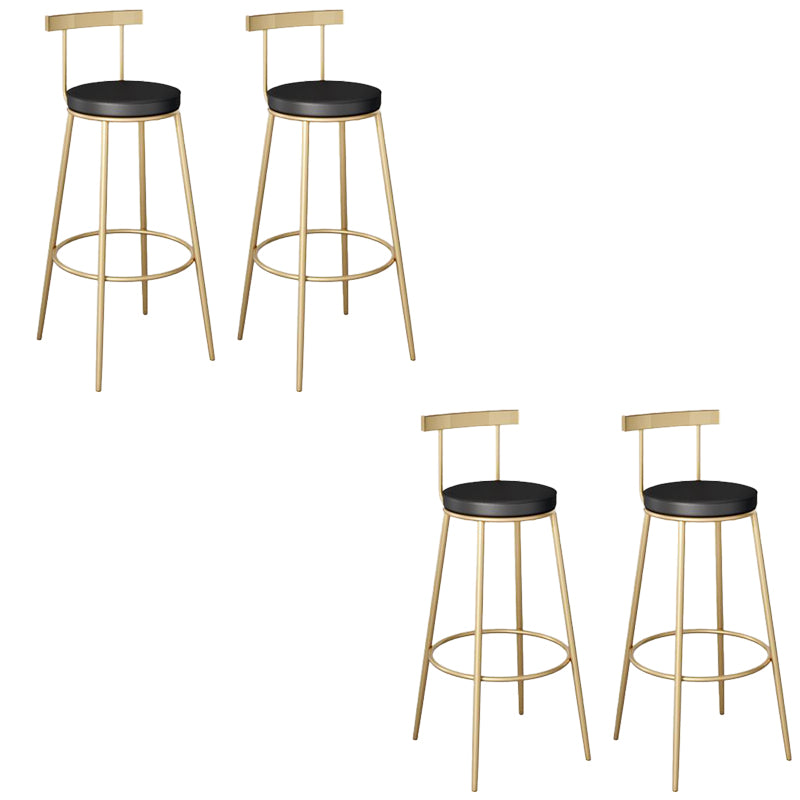 Contemporary Low Back Barstools Round Bar Stools with Gold Metal Legs