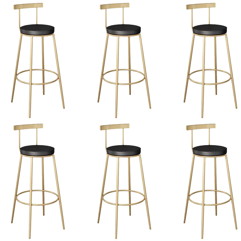 Contemporary Low Back Barstools Round Bar Stools with Gold Metal Legs