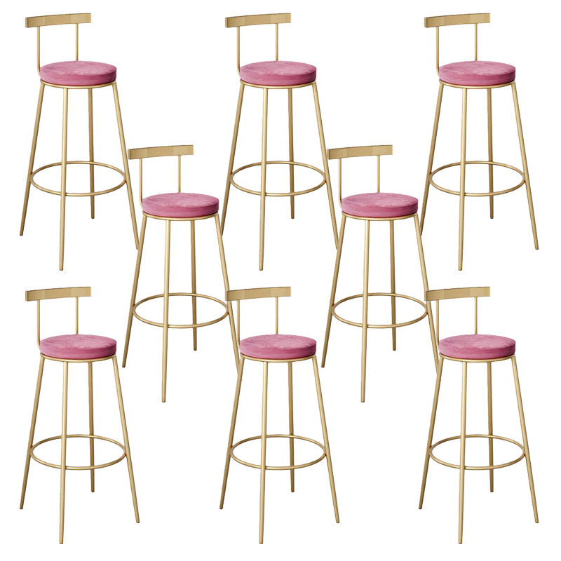 Contemporary Low Back Barstools Round Bar Stools with Gold Metal Legs