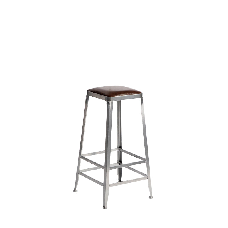 Faux Leather Dining Stools Armless Bar Stools with Metal Base