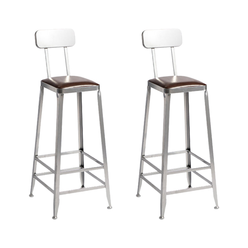 Faux Leather Dining Stools Armless Bar Stools with Metal Base