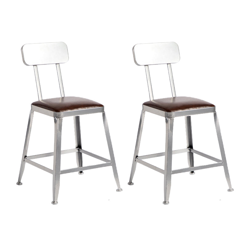 Faux Leather Dining Stools Armless Bar Stools with Metal Base
