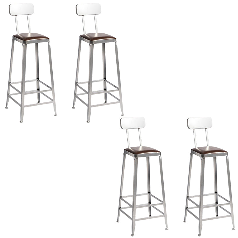 Faux Leather Dining Stools Armless Bar Stools with Metal Base