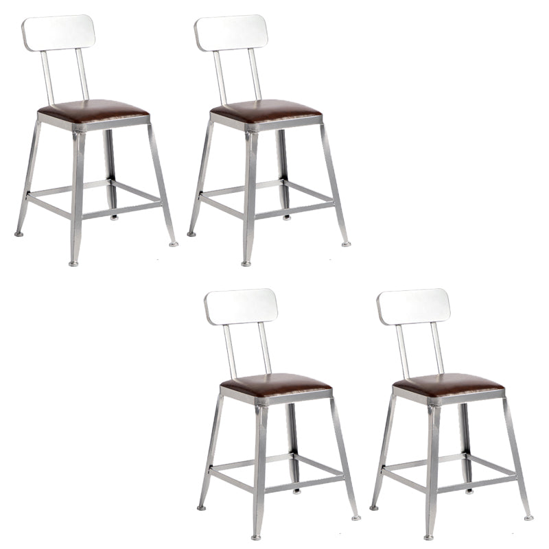 Faux Leather Dining Stools Armless Bar Stools with Metal Base