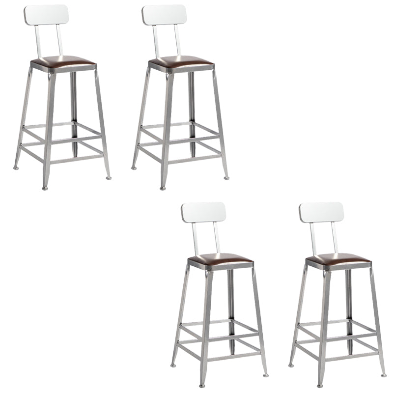 Faux Leather Dining Stools Armless Bar Stools with Metal Base