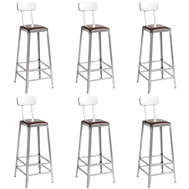 Faux Leather Dining Stools Armless Bar Stools with Metal Base
