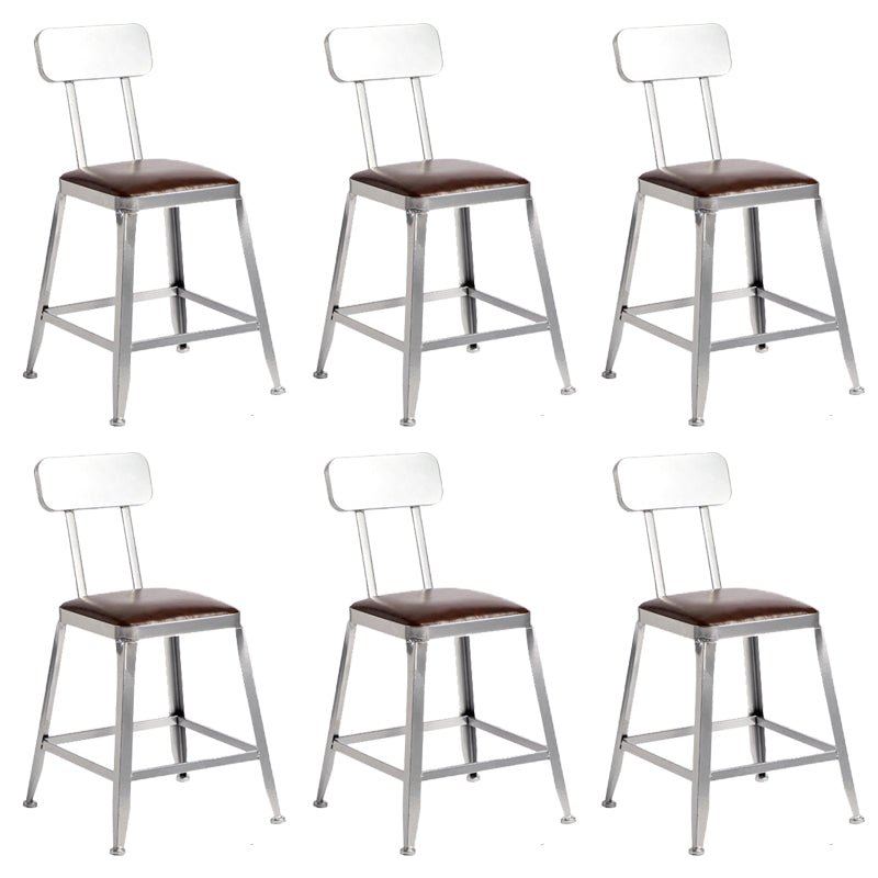 Faux Leather Dining Stools Armless Bar Stools with Metal Base