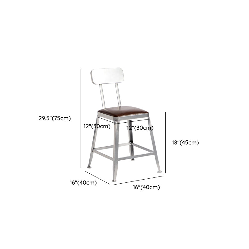 Faux Leather Dining Stools Armless Bar Stools with Metal Base