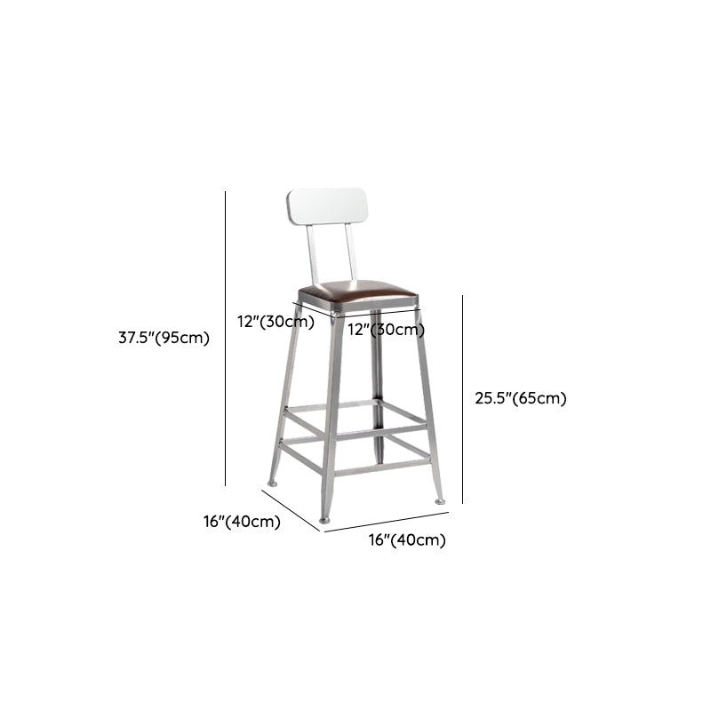 Faux Leather Dining Stools Armless Bar Stools with Metal Base