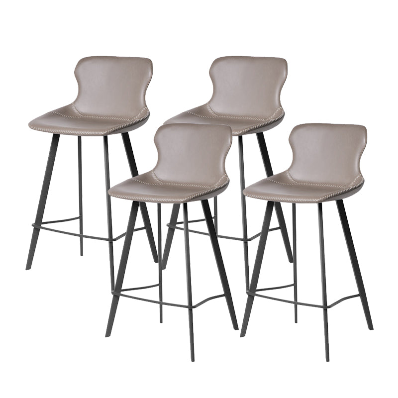 Modern Leather Bar Stool Low Back Footrest Counter Stool for Bristol