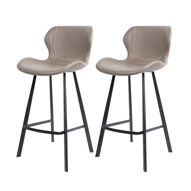 Modern Leather Bar Stool Low Back Footrest Counter Stool for Bristol