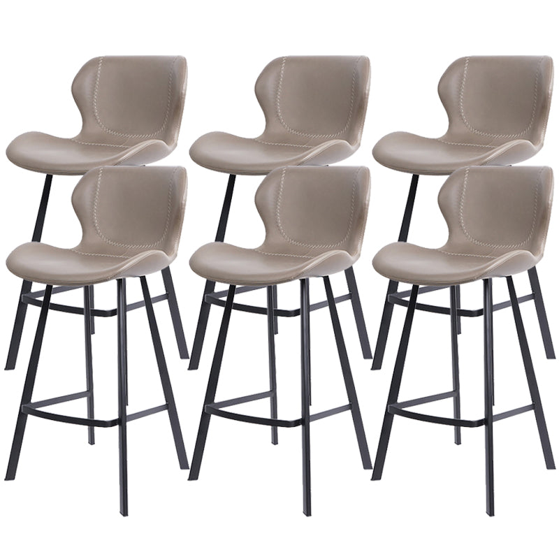 Modern Leather Bar Stool Low Back Footrest Counter Stool for Bristol