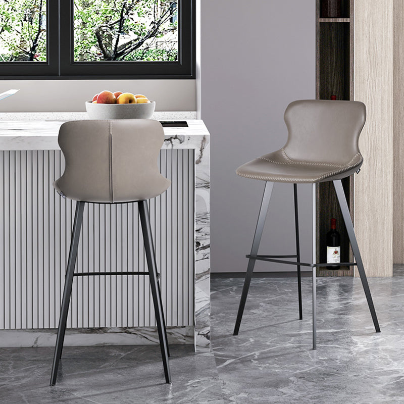 Modern Leather Bar Stool Low Back Footrest Counter Stool for Bristol