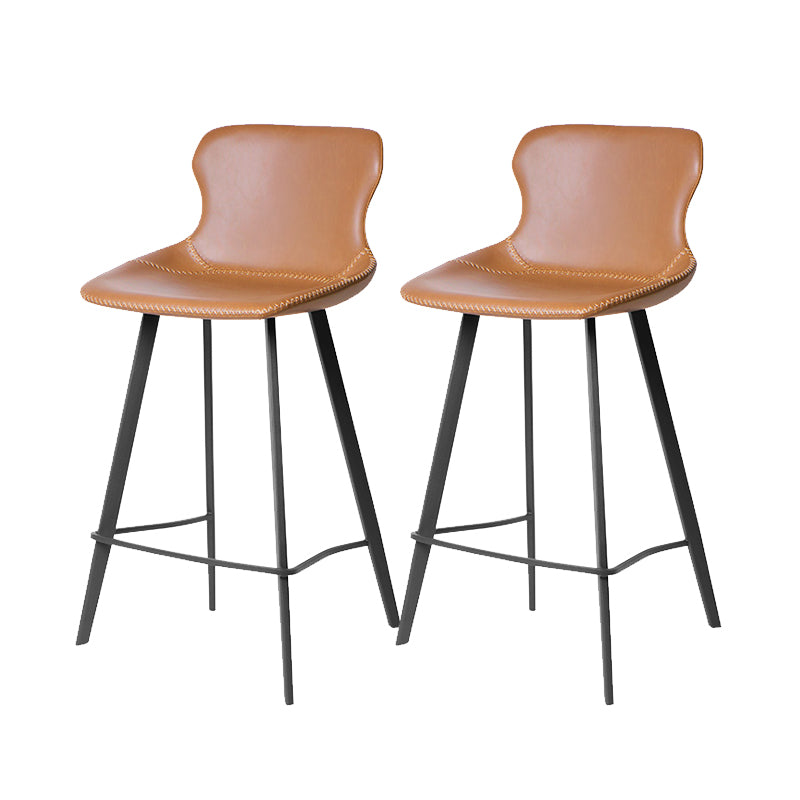 Modern Leather Bar Stool Low Back Footrest Counter Stool for Bristol