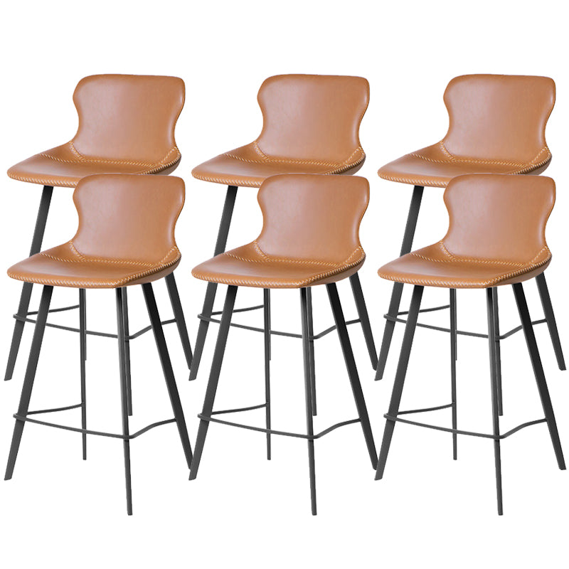 Modern Leather Bar Stool Low Back Footrest Counter Stool for Bristol