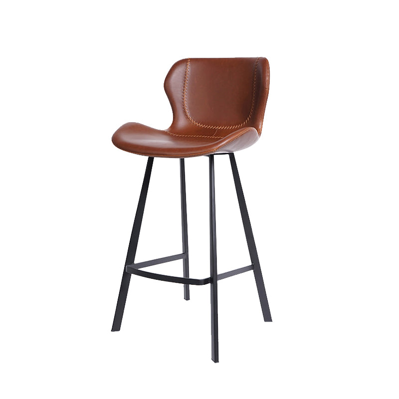 Modern Leather Bar Stool Low Back Footrest Counter Stool for Bristol