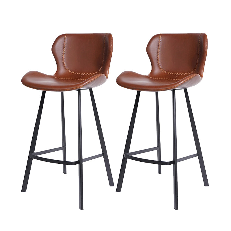 Modern Leather Bar Stool Low Back Footrest Counter Stool for Bristol