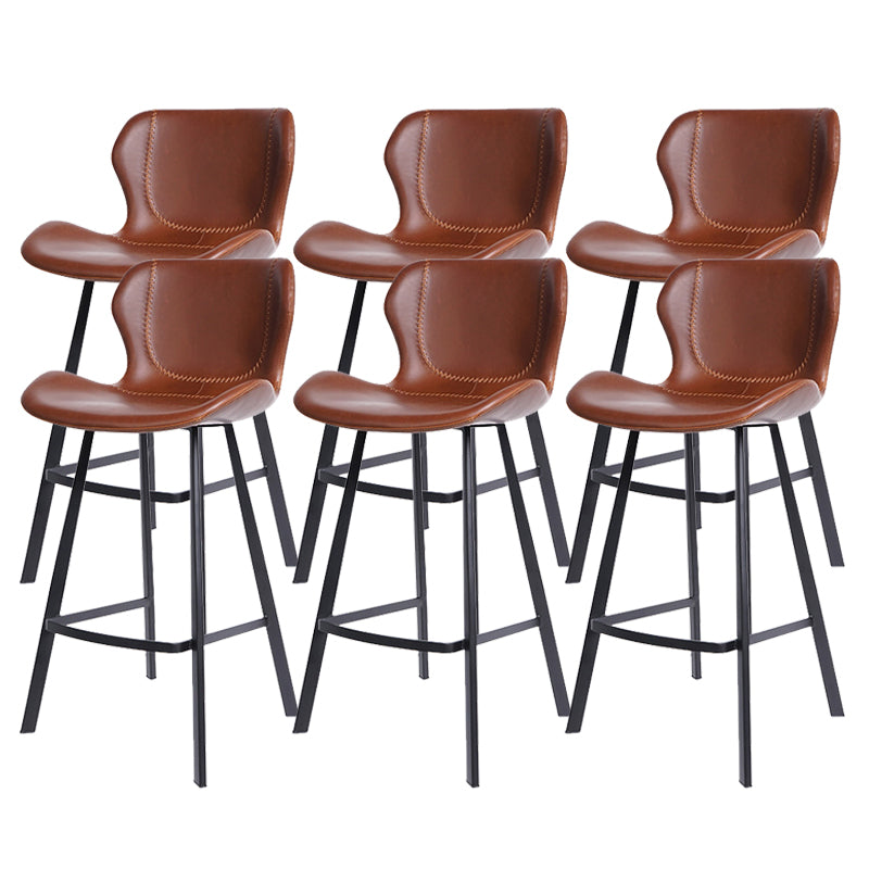 Modern Leather Bar Stool Low Back Footrest Counter Stool for Bristol