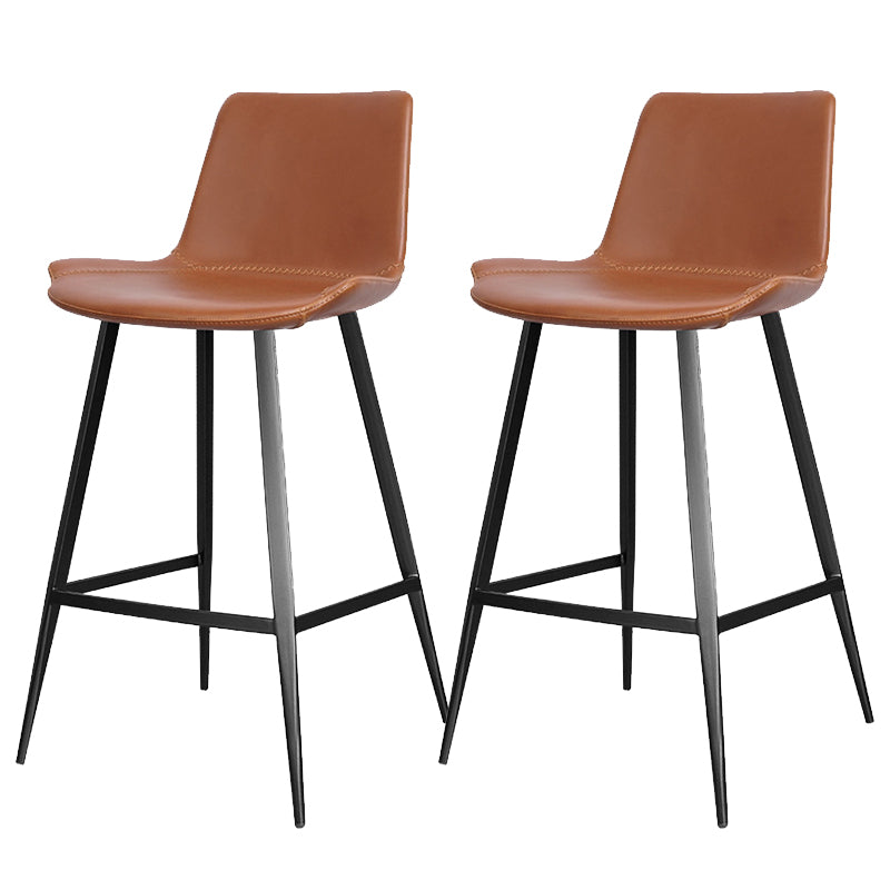 Modern Leather Bar Stool Low Back Footrest Counter Stool for Bristol