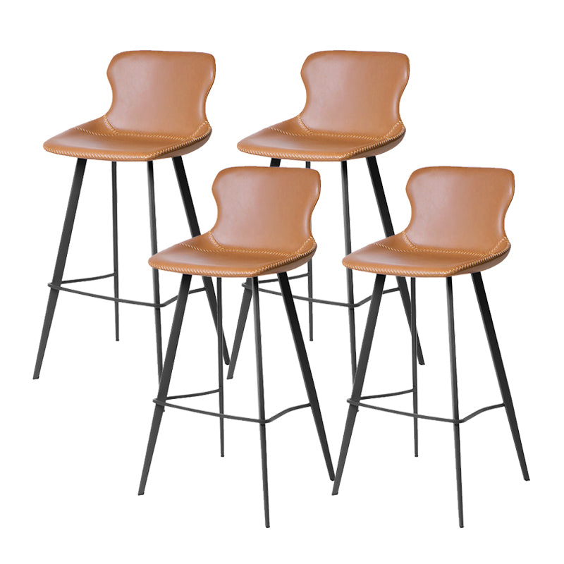 Modern Leather Bar Stool Low Back Footrest Counter Stool for Bristol