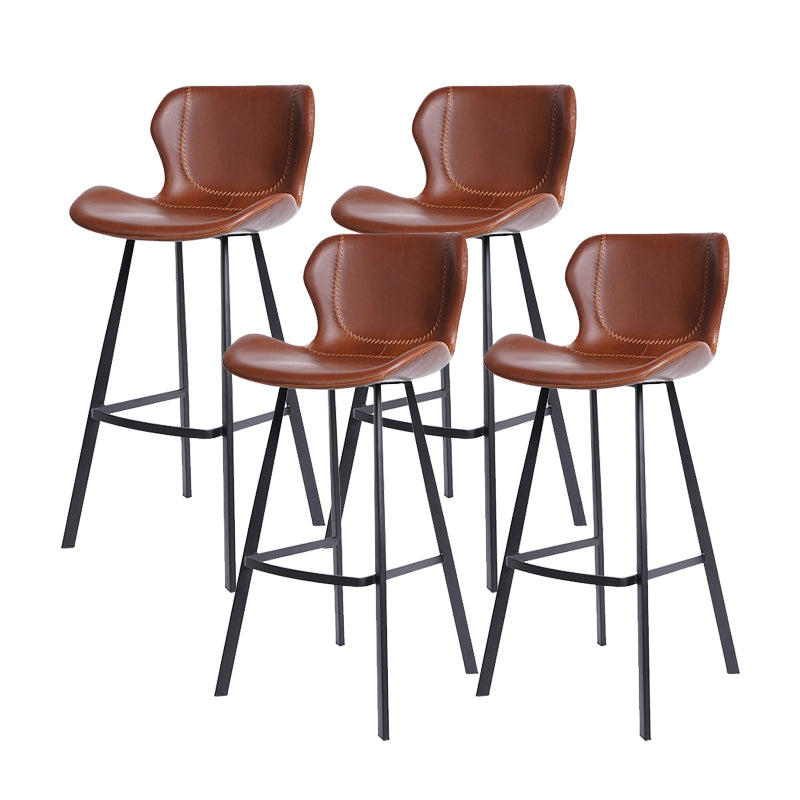 Modern Leather Bar Stool Low Back Footrest Counter Stool for Bristol
