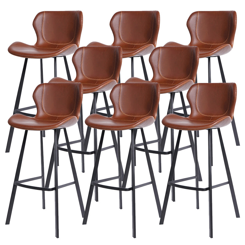 Modern Leather Bar Stool Low Back Footrest Counter Stool for Bristol