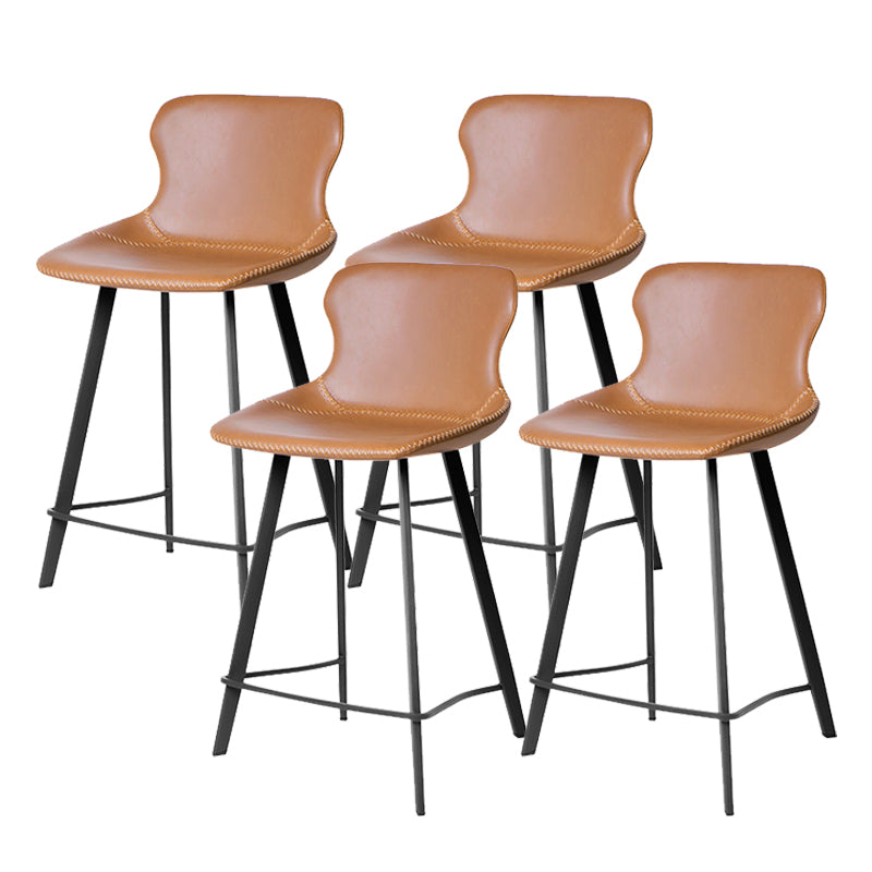 Modern Leather Bar Stool Low Back Footrest Counter Stool for Bristol