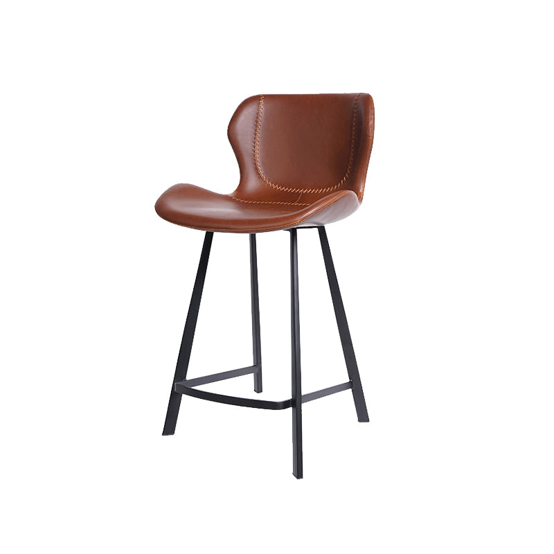 Modern Leather Bar Stool Low Back Footrest Counter Stool for Bristol