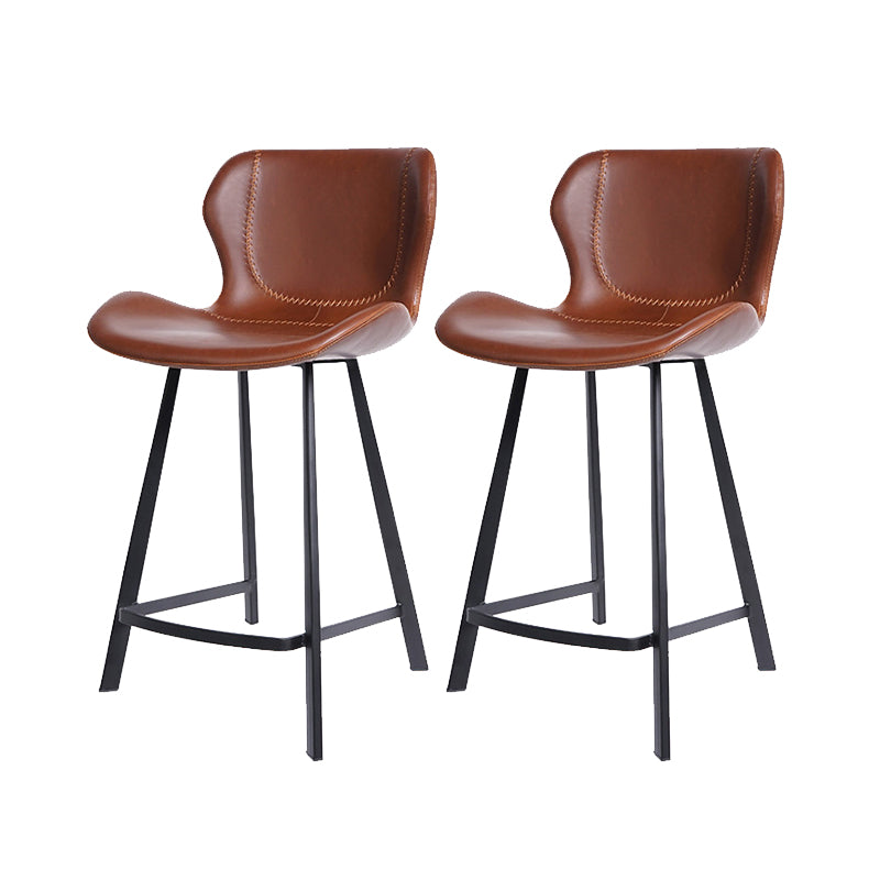 Modern Leather Bar Stool Low Back Footrest Counter Stool for Bristol